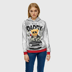 Толстовка-худи женская The sugar Daddy Bear, цвет: 3D-красный — фото 2
