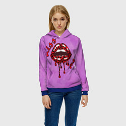 Толстовка-худи женская Поцелуй меня алые губы, цвет: 3D-синий — фото 2