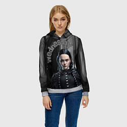 Толстовка-худи женская Wednesday Addams в лесу, цвет: 3D-меланж — фото 2