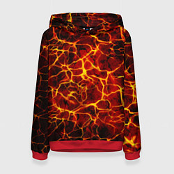 Толстовка-худи женская Раскаленная лава в жерле вулкана, цвет: 3D-красный