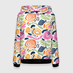 Толстовка-худи женская Геометрический паттерн, цвет: 3D-черный