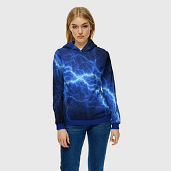 Толстовка-худи женская Разряд электричества, цвет: 3D-синий — фото 2