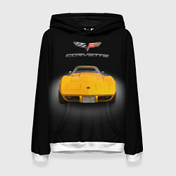 Толстовка-худи женская Американский маслкар Chevrolet Corvette Stingray, цвет: 3D-белый