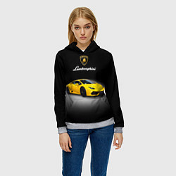 Толстовка-худи женская Спорткар Lamborghini Aventador, цвет: 3D-меланж — фото 2