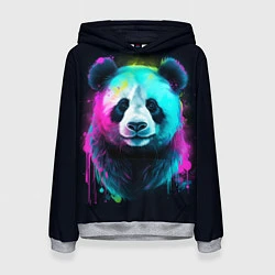 Толстовка-худи женская Панда в неоновых красках, цвет: 3D-меланж