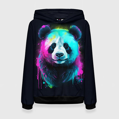 Женская толстовка Панда в неоновых красках / 3D-Черный – фото 1