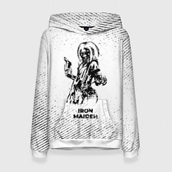Женская толстовка Iron Maiden с потертостями на светлом фоне