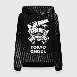 Толстовка-худи женская Tokyo Ghoul с потертостями на темном фоне, цвет: 3D-черный