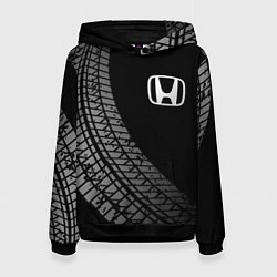 Толстовка-худи женская Honda tire tracks, цвет: 3D-черный