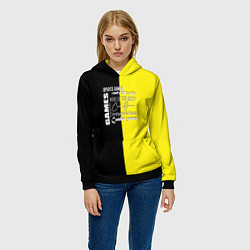 Толстовка-худи женская Лимонно-черный фон, цвет: 3D-черный — фото 2