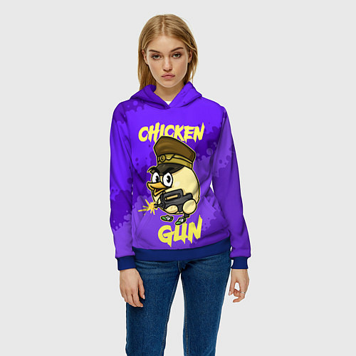 Женская толстовка Чикен Ган - цыпленок / 3D-Синий – фото 3