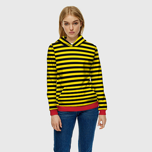 Женская толстовка Черно-желтые осиные полосы / 3D-Красный – фото 3