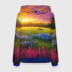 Толстовка-худи женская Летний закат, цвет: 3D-синий