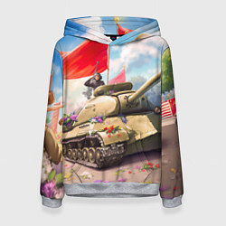 Толстовка-худи женская Русский танк, цвет: 3D-меланж