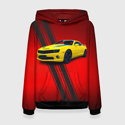 Толстовка-худи женская Спортивный американский автомобиль Chevrolet Camar, цвет: 3D-черный