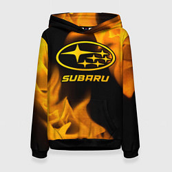 Толстовка-худи женская Subaru - gold gradient, цвет: 3D-черный