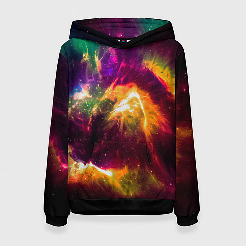 Женская толстовка Небула в космосе разноцветная - нейронная сеть / 3D-Черный – фото 1