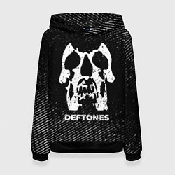 Толстовка-худи женская Deftones с потертостями на темном фоне, цвет: 3D-черный