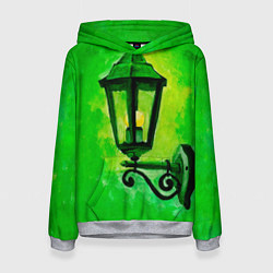 Толстовка-худи женская Уличный зелёный фонарь, цвет: 3D-меланж