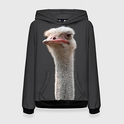 Толстовка-худи женская Голова страуса, цвет: 3D-черный