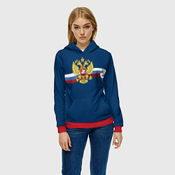 Толстовка-худи женская Флаг России лента, цвет: 3D-красный — фото 2