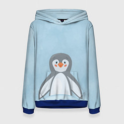 Толстовка-худи женская Пингвиненок, цвет: 3D-синий