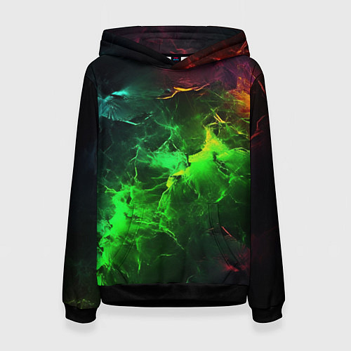 Женская толстовка Зеленое свечение / 3D-Черный – фото 1