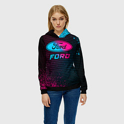 Толстовка-худи женская Ford - neon gradient, цвет: 3D-черный — фото 2