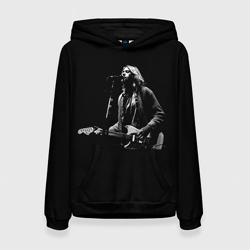 Женская толстовка Курт Кобейн с гитарой / 3D-Черный – фото 1