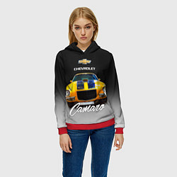 Толстовка-худи женская Американский спорткар Camaro 1970 года, цвет: 3D-красный — фото 2