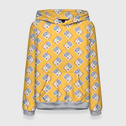 Толстовка-худи женская Белая консоль Геймбой, цвет: 3D-меланж