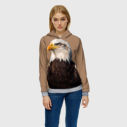 Толстовка-худи женская Белоголовый орлан птица, цвет: 3D-меланж — фото 2