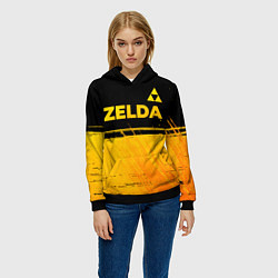 Толстовка-худи женская Zelda - gold gradient: символ сверху, цвет: 3D-черный — фото 2