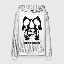 Женская толстовка Deftones с потертостями на светлом фоне