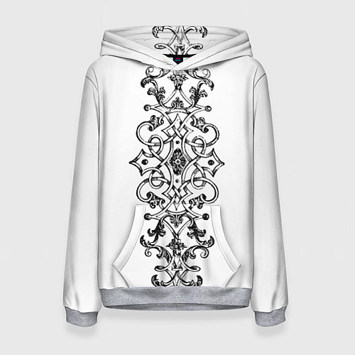 Женская толстовка Винтажный узор на белом / 3D-Меланж – фото 1