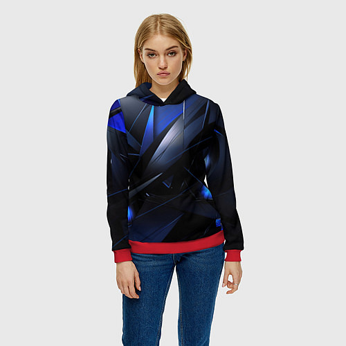 Женская толстовка Blue black background / 3D-Красный – фото 3
