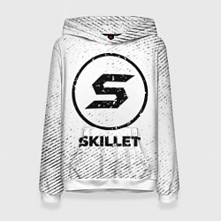 Толстовка-худи женская Skillet с потертостями на светлом фоне, цвет: 3D-белый