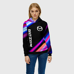Толстовка-худи женская Mazda speed lights, цвет: 3D-черный — фото 2