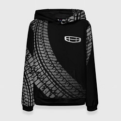 Толстовка-худи женская Geely tire tracks, цвет: 3D-черный