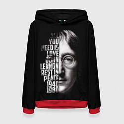 Толстовка-худи женская Джон Леннон легенда, цвет: 3D-красный