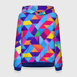 Толстовка-худи женская Геометрическая абстракция красок, цвет: 3D-синий