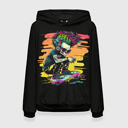 Толстовка-худи женская Зомби-скейтер, цвет: 3D-черный