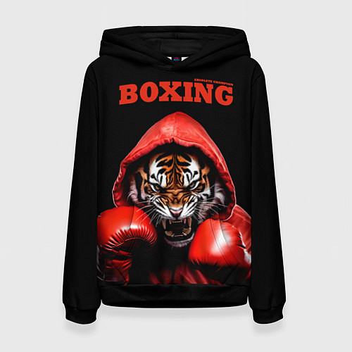 Женская толстовка Boxing tiger / 3D-Черный – фото 1