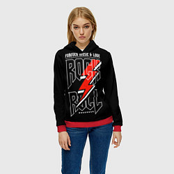 Толстовка-худи женская Rock and Roll Forever, цвет: 3D-красный — фото 2