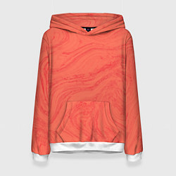 Толстовка-худи женская Абстракция коралловый, цвет: 3D-белый