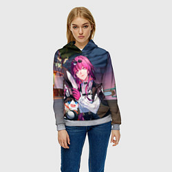 Толстовка-худи женская Кафка с Пом-Пом, цвет: 3D-меланж — фото 2