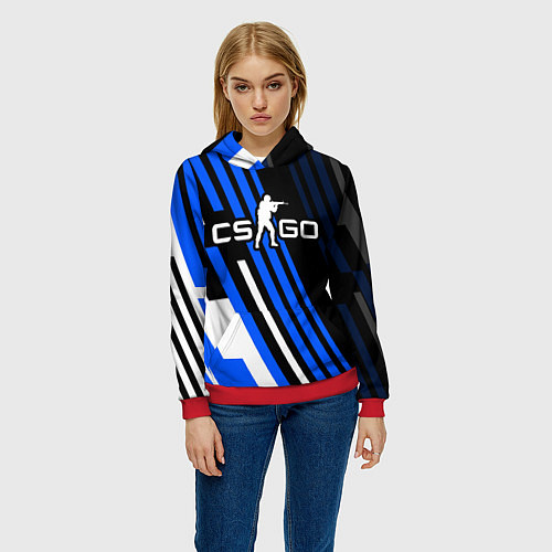 Женская толстовка Кс го - синий вулкан / 3D-Красный – фото 3