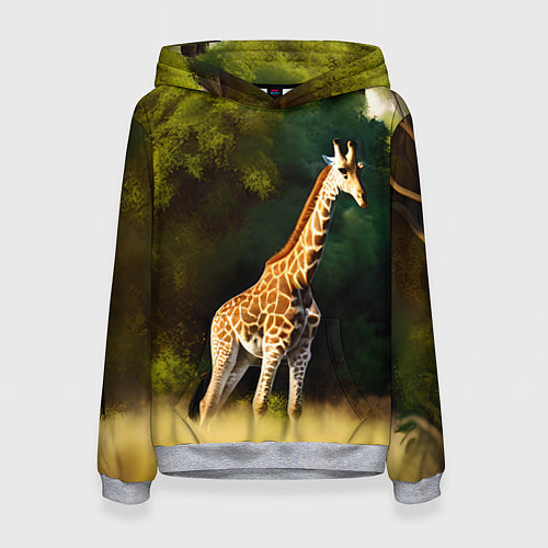 Женская толстовка Жираф на фоне деревьев / 3D-Меланж – фото 1