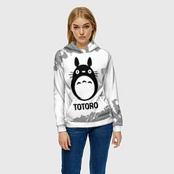 Толстовка-худи женская Totoro glitch на светлом фоне, цвет: 3D-белый — фото 2