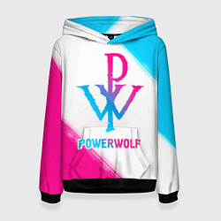 Толстовка-худи женская Powerwolf neon gradient style, цвет: 3D-черный